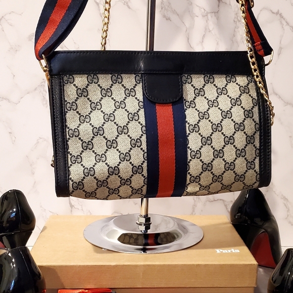 **Sold Via Mercari **Authentic Navy Gucci Handbag - Picture 1 of 12